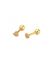 Casual CZ Mini Heart Ball 925 Sterling Silver Stud Earrings