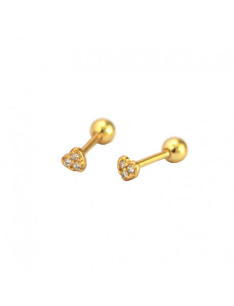 Casual CZ Mini Heart Ball 925 Sterling Silver Stud Earrings