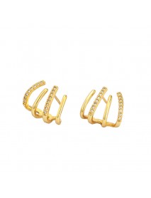Fashion CZ Harrow Lines 925 Sterling Silver Stud Earrings