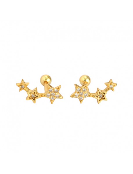 New Shining CZ Stars 925 Sterling Silver Stud Earrings