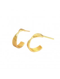 Simple Twisted Letter C Shape 925 Sterling Silver Stud Earrings