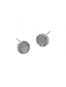 Simple Round Natural Abradorite 925 Sterling Silver Stud Earrings