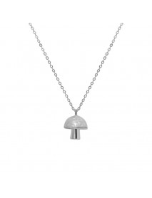 Cute Green Epoxy Mushroom 925 Sterling Silver Necklace