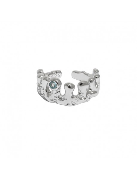 Elegant Round CZ Irregular Crown 925 Sterling Silver Adjustable Ring