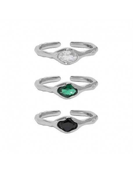 Anniversary Oval CZ Simple 925 Sterling Silver Adjustable Ring