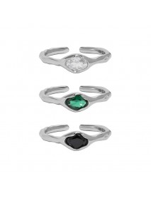 Anniversary Oval CZ Simple 925 Sterling Silver Adjustable Ring