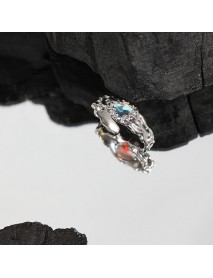 Fashion Irregular Created Moonstone River 925 Sterling Silver Adjustable Ring