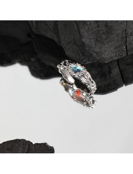 Fashion Irregular Created Moonstone River 925 Sterling Silver Adjustable Ring