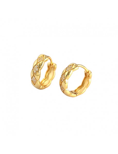 Geometry Rhombus CZ 925 Sterling Silver Huggie Hoop Earrings