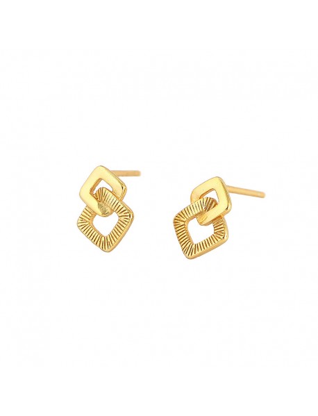 Geometry Double Hollow Square Cross 925 Sterling Silver Stud Earrings