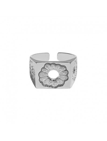Ekegant Hollow Daisy Flower Geometry 925 Sterling Silver Adjustable Ring