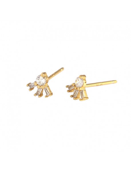 Simple CZ Sunshine 925 Sterling Silver Stud Earrings