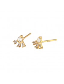 Simple CZ Sunshine 925 Sterling Silver Stud Earrings