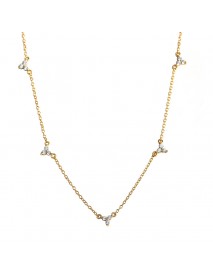 Simple CZ Three Leaf Clovers 925 Sterling Silver Necklace