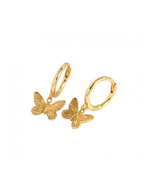 Butterdly Flying CZ Butterfy 925 Sterling Silver Hoop Earrings