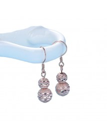 New Round Frosting Beads 925 Sterling Silver Dangling Earrings