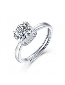 Lady Square Moissanite CZ 925 Sterling Silver Adjustable Ring