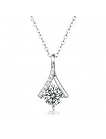 Party Moissanite CZ V Letter 925 Sterling Silver Necklace