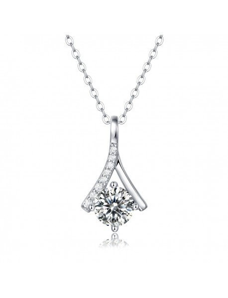 Party Moissanite CZ V Letter 925 Sterling Silver Necklace