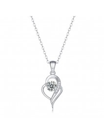Gift Moissanite CZ Irregular Heart 925 Sterling Silver Necklace