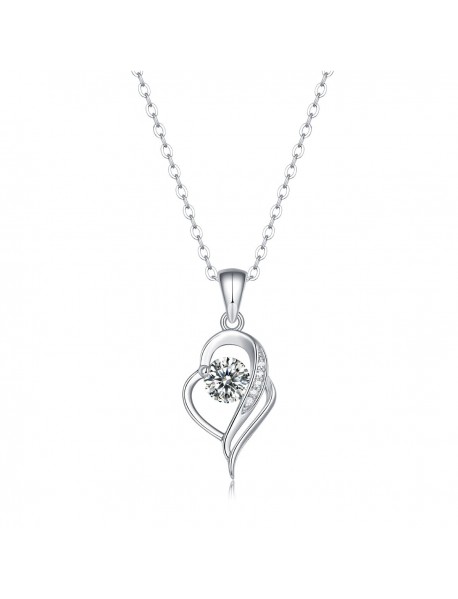 Gift Moissanite CZ Irregular Heart 925 Sterling Silver Necklace