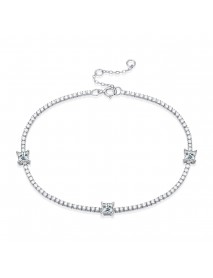 Party Square Moissanite CZ Chain 925 Sterling Silver Bracelet