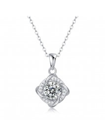 Elegant Moissanite CZ Rhombus 925 Sterling Silver Necklace