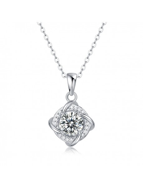 Elegant Moissanite CZ Rhombus 925 Sterling Silver Necklace