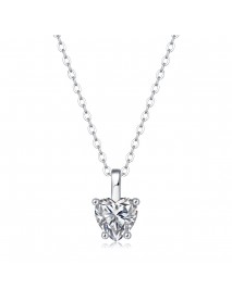 Casual Moissanite CZ Heart Dangle 925 Sterling Silver Necklace