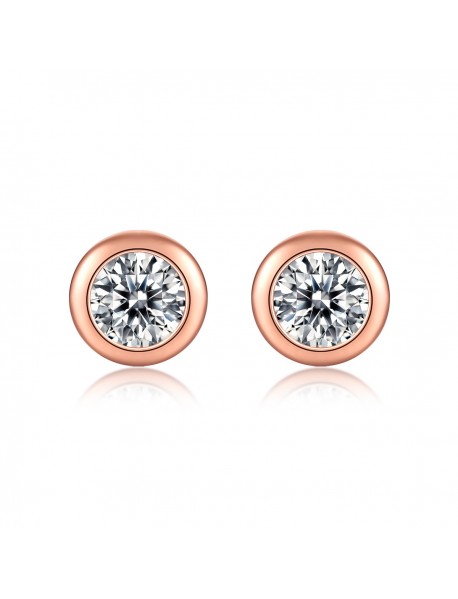 Simple Round Moissanite CZ 925 Sterling Silver Stud Earrings