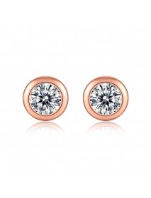 Simple Round Moissanite CZ 925 Sterling Silver Stud Earrings
