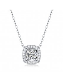 Bridesmaid Square Moissanite CZ Geometry 925 Sterling Silver Necklace