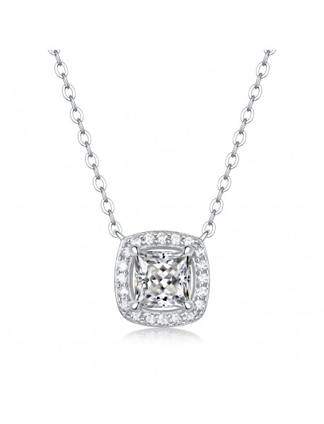 Bridesmaid Square Moissanite CZ Geometry 925 Sterling Silver Necklace