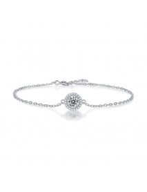 Graduation Simple Round Moissanite CZ 925 Sterling Silver Bracelet