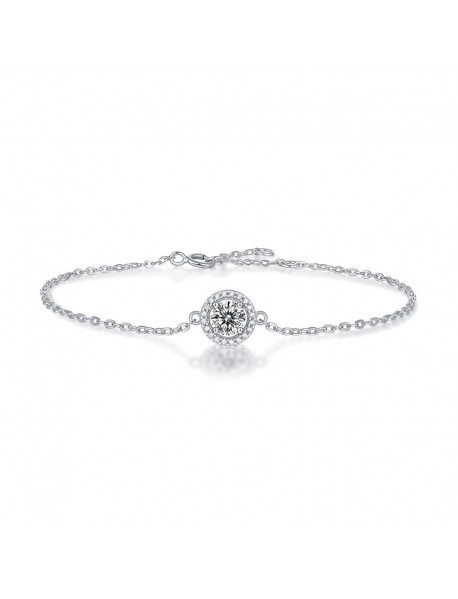 Graduation Simple Round Moissanite CZ 925 Sterling Silver Bracelet