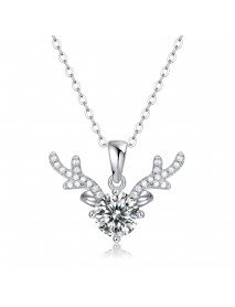 Bridesmaid Moissanite CZ Angle Deer 925 Sterling Silver Necklace