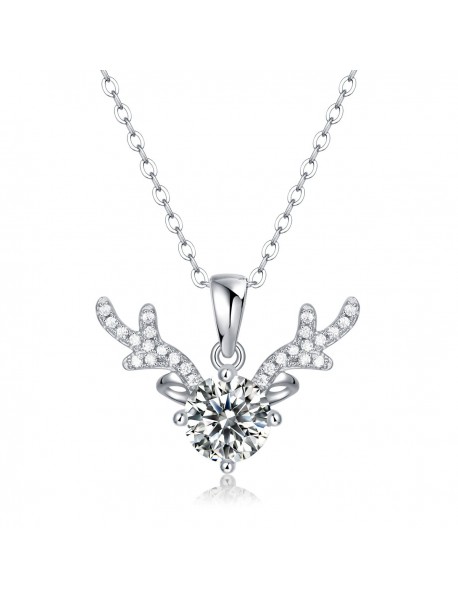 Bridesmaid Moissanite CZ Angle Deer 925 Sterling Silver Necklace