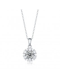 Sweet Moissanite CZ Snowflake 925 Sterling Silver Necklace