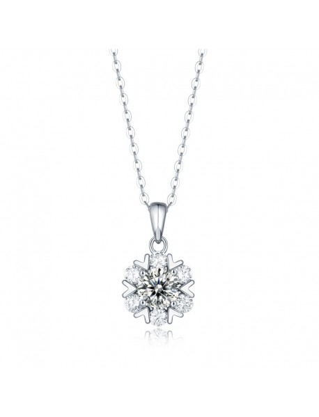 Sweet Moissanite CZ Snowflake 925 Sterling Silver Necklace