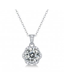 Sweet Moissanite CZ Flower 925 Sterling Silver Necklace