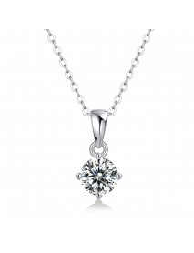 Wedding Four Claw Moissanite CZ 925 Sterling Silver Necklace