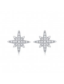 Girl  Shining Moissanite CZ Meteor Star 925 Sterling Silver Stud Earrings