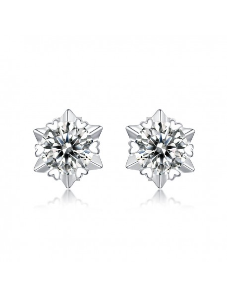 Girl  Moissanite CZ Snowflake 925 Sterling Silver Stud Earrings
