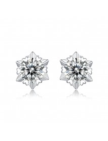 Girl  Moissanite CZ Snowflake 925 Sterling Silver Stud Earrings