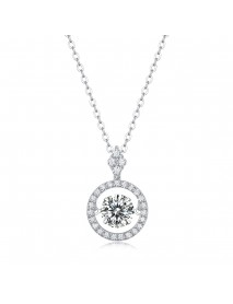 Party Dancing Moissanite CZ Circle 925 Sterling Silver Necklace