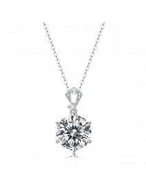 Elegant 10ct Round Moissanite CZ Heart Border 925 Sterling Silver Necklace
