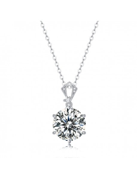 Elegant 10ct Round Moissanite CZ Heart Border 925 Sterling Silver Necklace