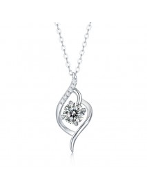 Wedding Round Moissanite CZ Heart 925 Sterling Silver Necklace
