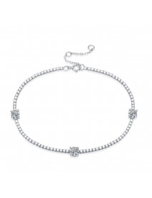 Girl Mini Six Claw Moissanite CZ Round  Chain 925 Sterling Silver Bracelet