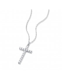 Classic Moissanite CZ Cross 925 Sterling Silver Necklace